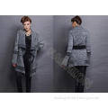 Long Sleeve Wool Womens Chunky Sweaters Coat With Belt Cowl
